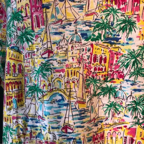 Talbots short sleeve knit top , with a fun tropical print - Picture 5 of 6